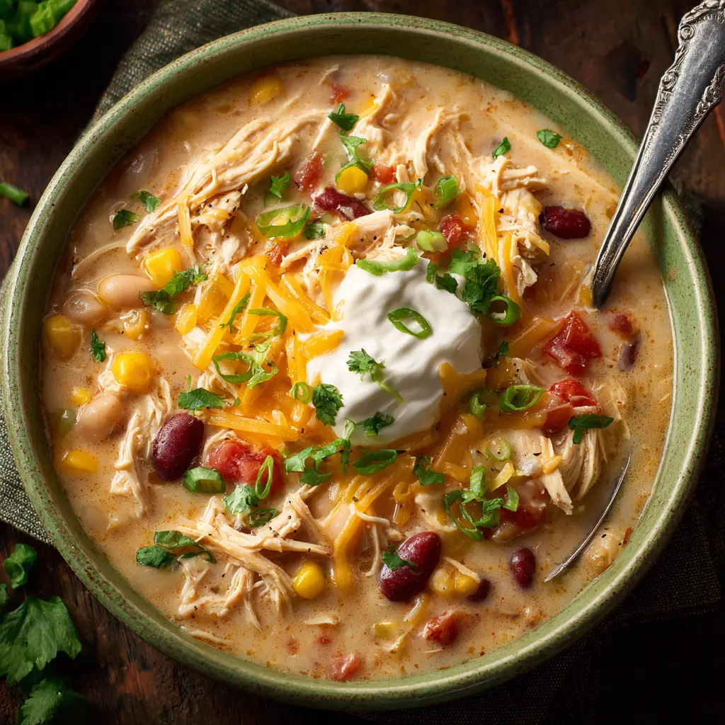 Crockpot Cream Cheese Chicken Chili with Green Chiles