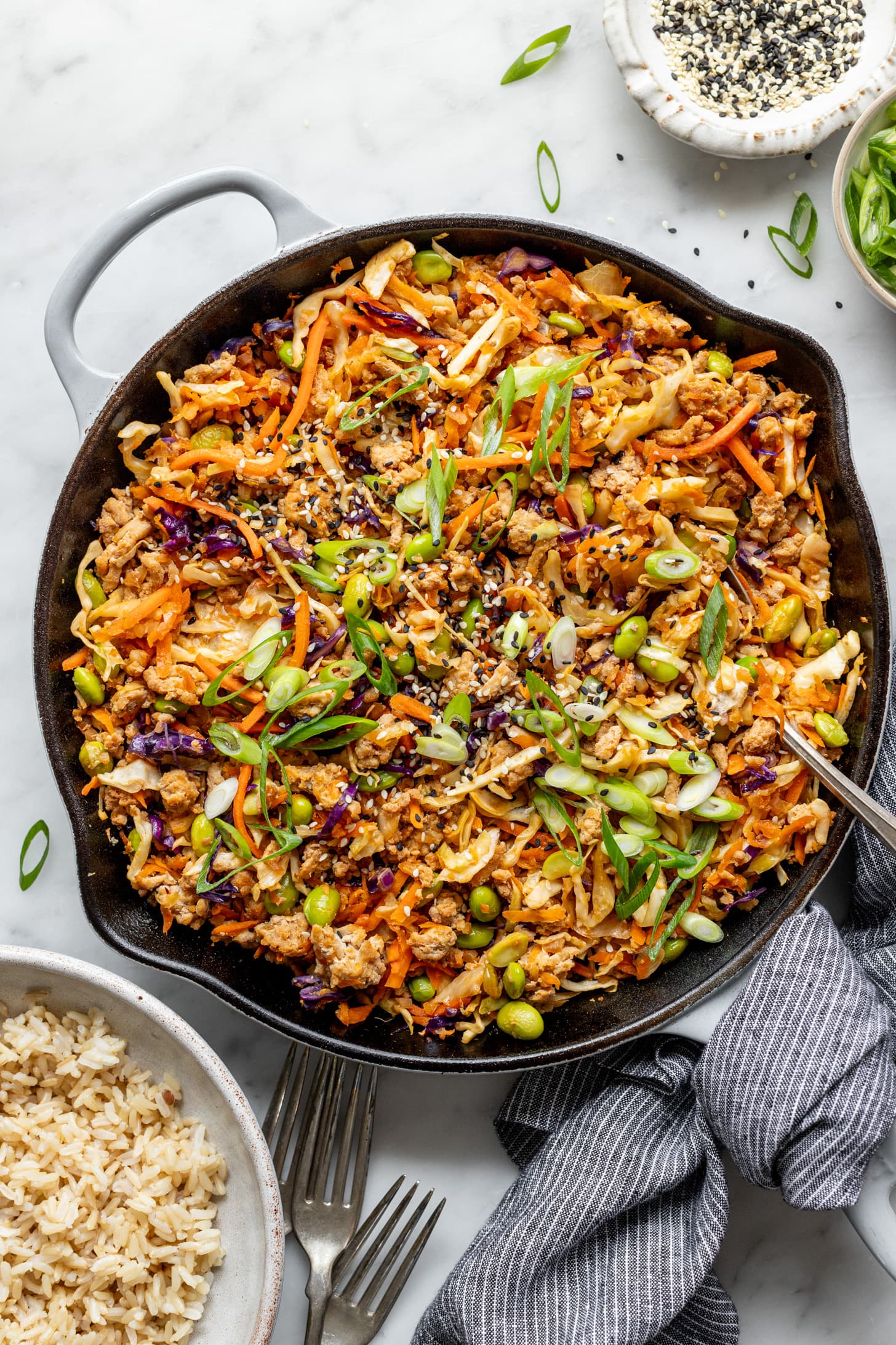 Extra Veggie Turkey Egg Roll In A Bowl With Sesame Soy Sauce