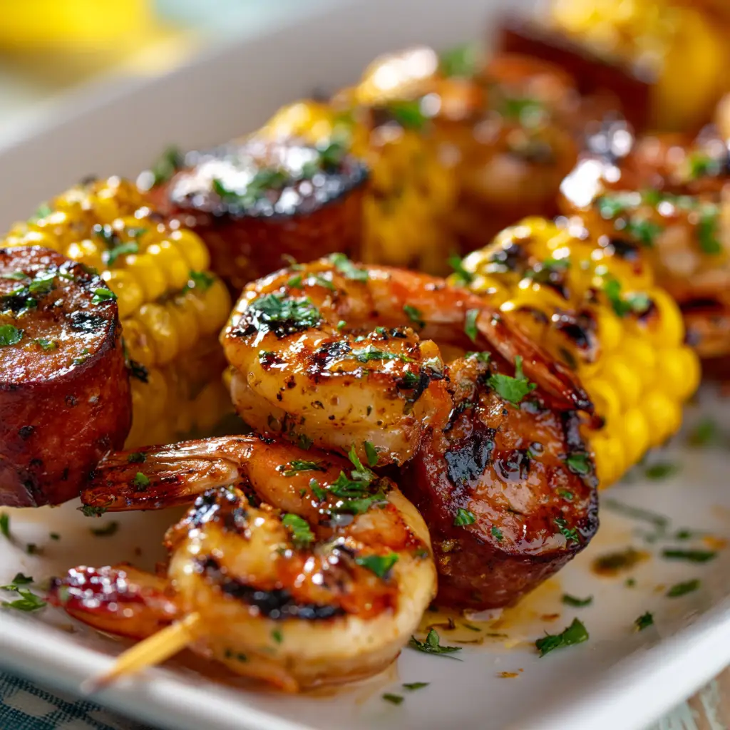Grilled Seafood Skewers with Lemon Garlic Marinade