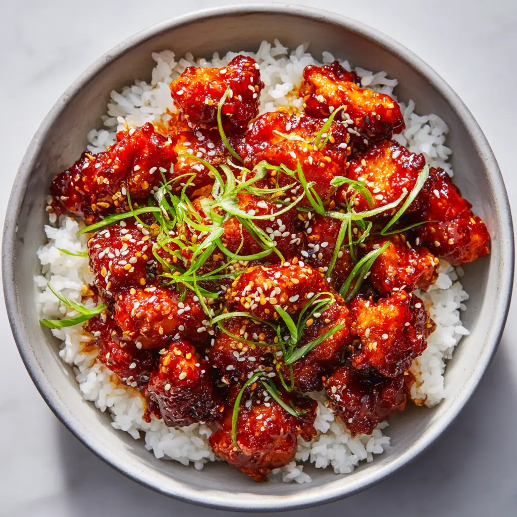 Gochujang Chicken with Sesame Seeds and Scallions