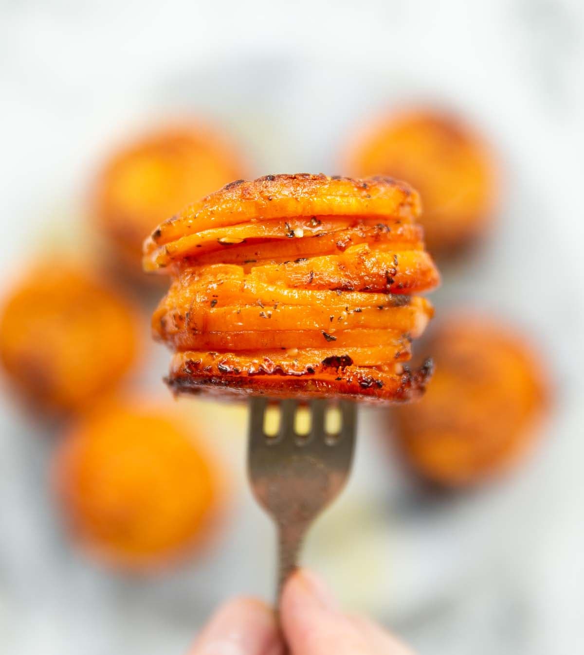 Garlic Butter Sweet Potato Stacks with Parmesan and Rosemary
