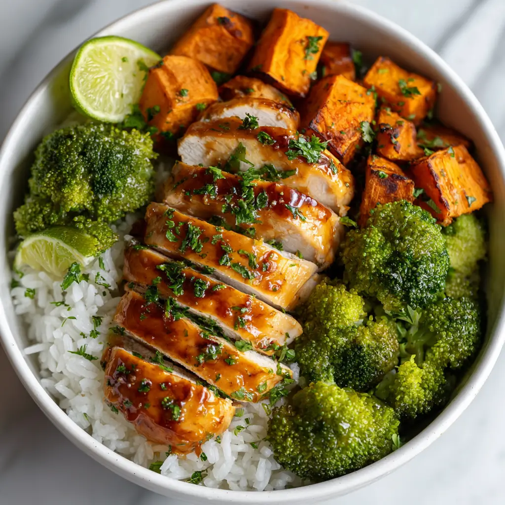 Hot Honey Chicken Bowls with Crispy Chicken and Broccoli