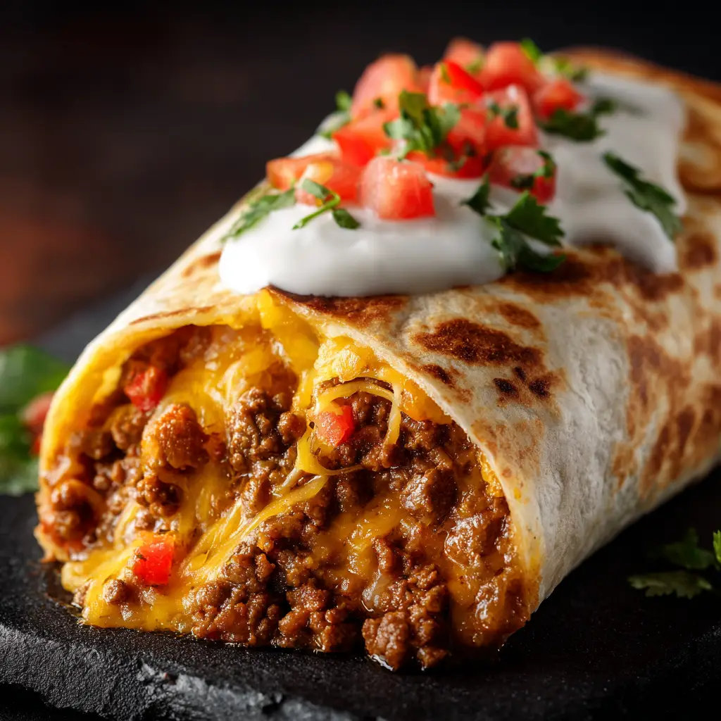 Beefy Melt Burritos with Seasoned Beef and Nacho Cheese