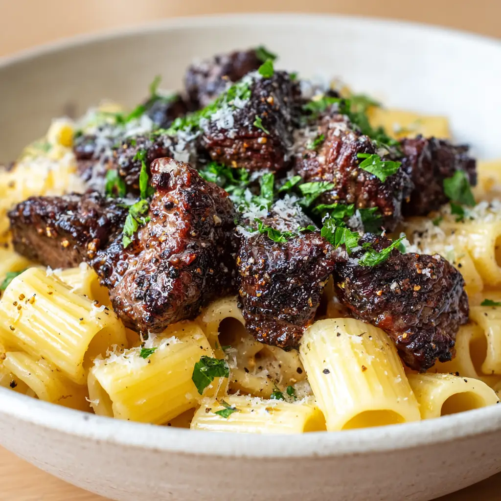 Cajun Steak Pasta with Parmesan Cream Sauce